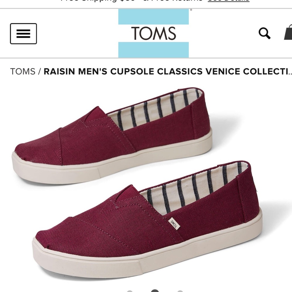 Toms Men’s Classic Raisin Heritage Canvas Size 8